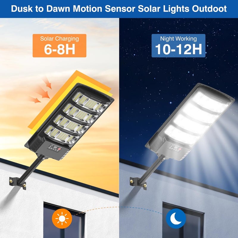 Heisolcool Solar Street Lights Outdoor Waterproof , 52000LM 320° Angle Flood light,5730 LED Solar Parking Light with Motion Sensor and Remote Control for Outdoor, Streets, Courtyards,Parking Garages,-4Pack - Image 2
